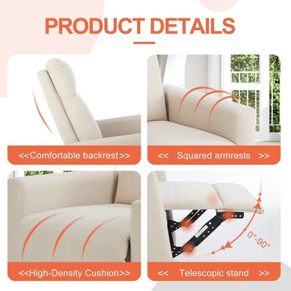 Fauteuil inclinable manuel, canapé simple en tissu Winback
