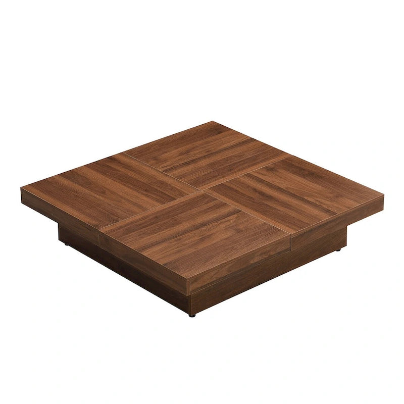 Table basse carrée en placage de marbre avec plateau coulissant et rangement intégré, par Harper&amp;Bright Designs