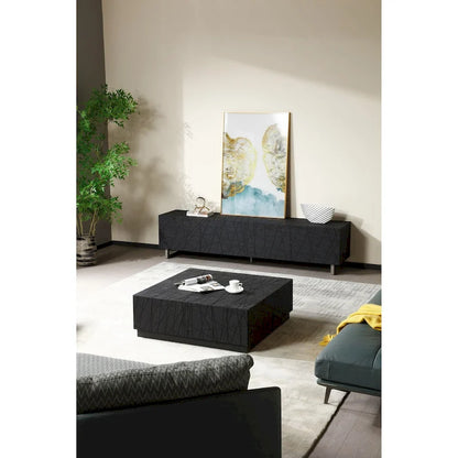 Table basse carrée moderne Modrest Kenda en chêne noir avec rangement