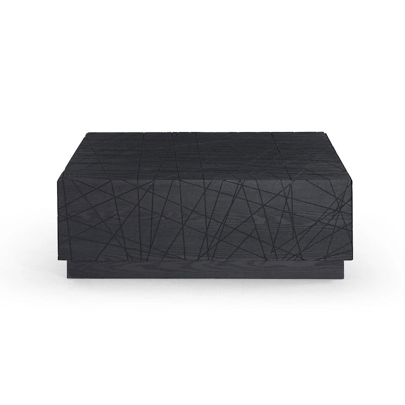 Table basse carrée moderne Modrest Kenda en chêne noir avec rangement