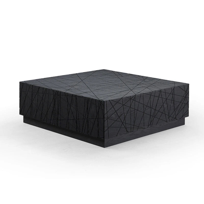 Table basse carrée moderne Modrest Kenda en chêne noir avec rangement