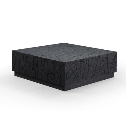 Table basse carrée moderne Modrest Kenda en chêne noir avec rangement