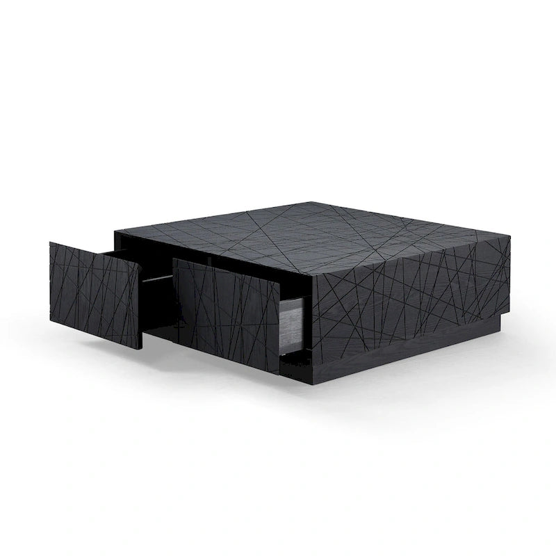 Table basse carrée moderne Modrest Kenda en chêne noir avec rangement