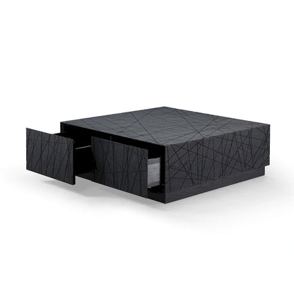 Table basse carrée moderne Modrest Kenda en chêne noir avec rangement
