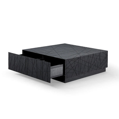 Table basse carrée moderne Modrest Kenda en chêne noir avec rangement
