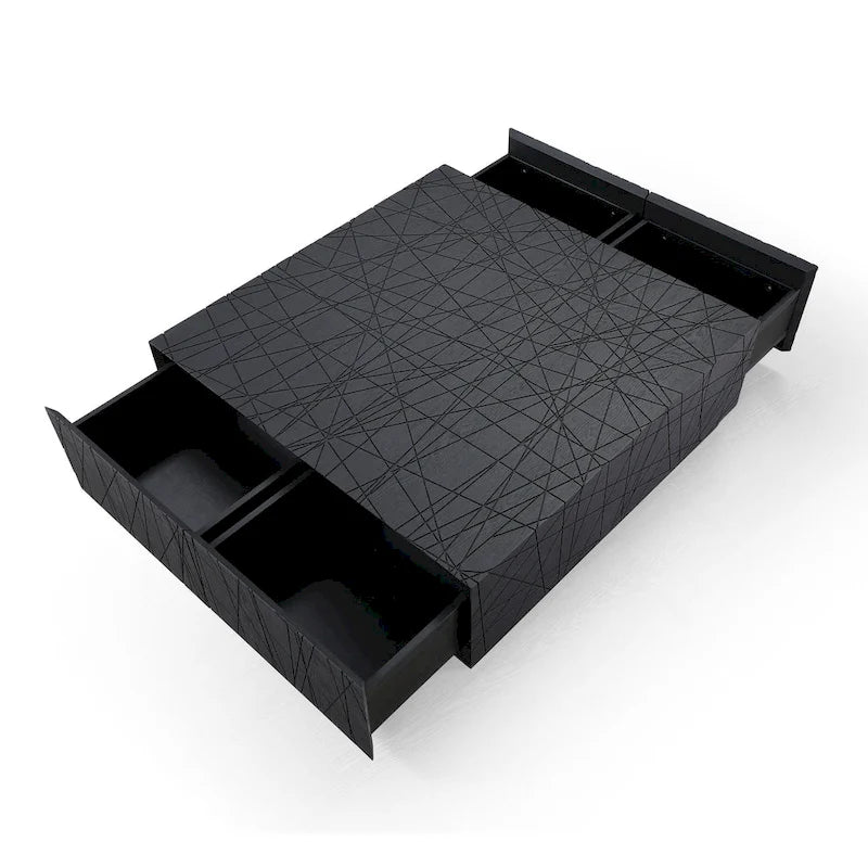 Table basse carrée moderne Modrest Kenda en chêne noir avec rangement