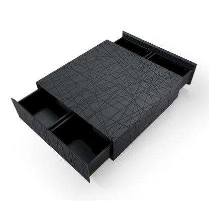 Table basse carrée moderne Modrest Kenda en chêne noir avec rangement