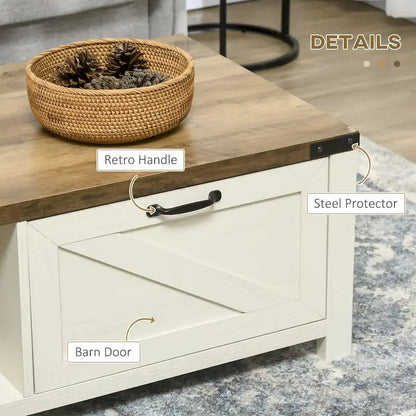 Table basse de style campagnard avec rangement et tiroir