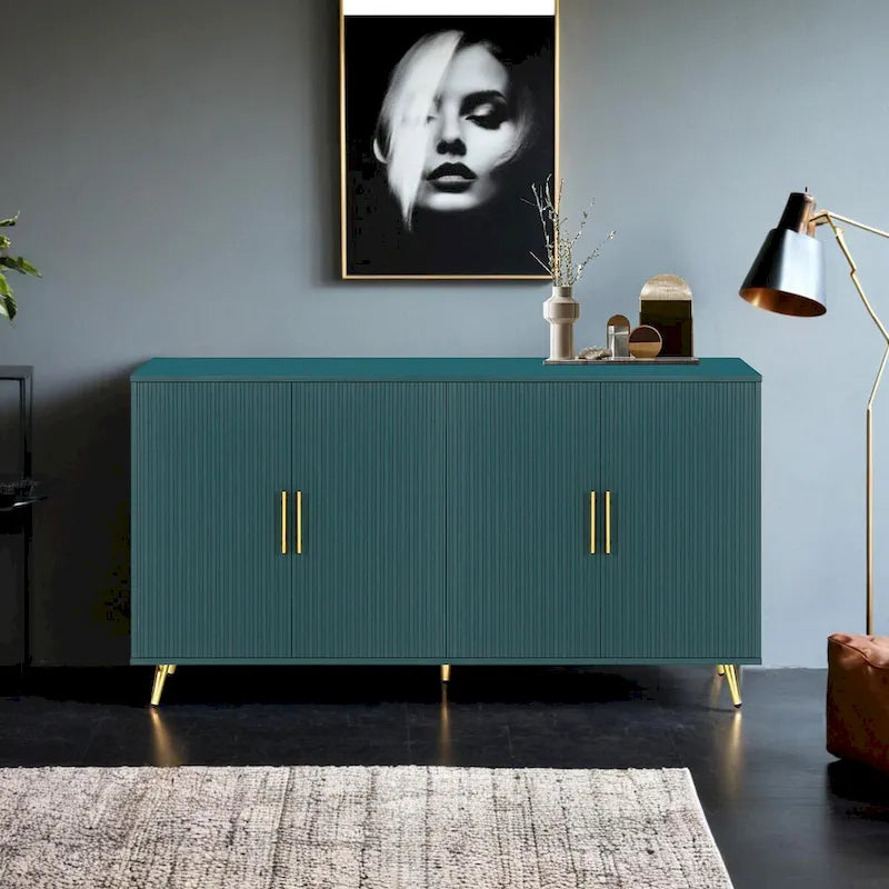 Meuble TV en bois avec armoire de rangement et étagères réglables, console multimédia pour salon ou chambre