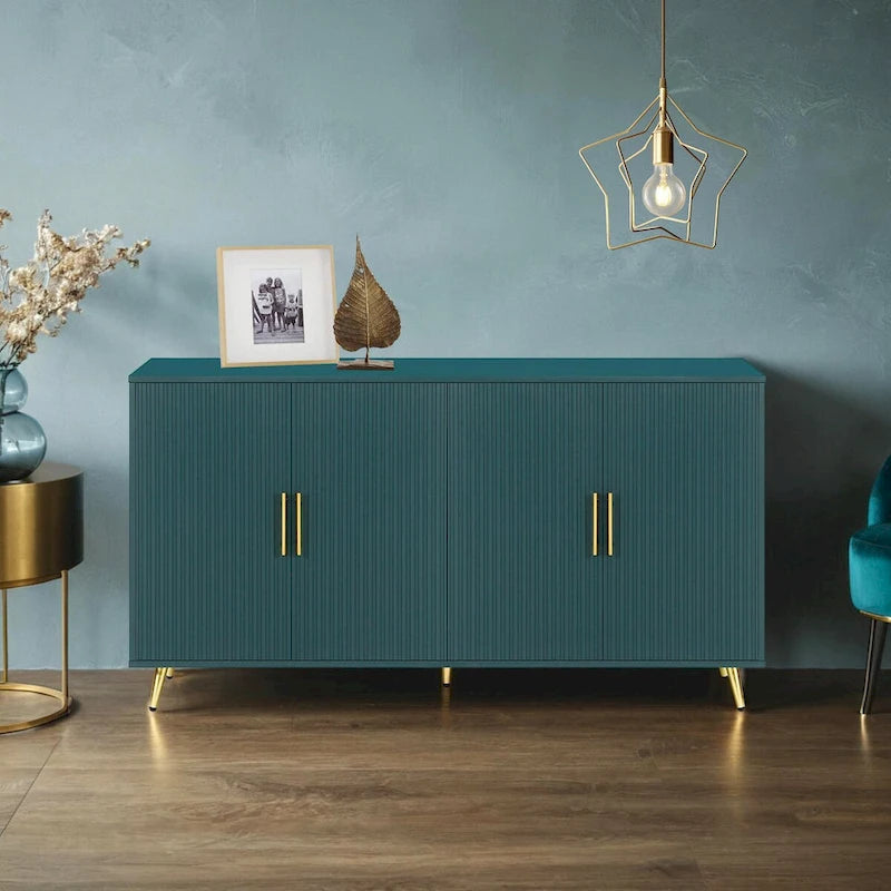 Meuble TV en bois avec armoire de rangement et étagères réglables, console multimédia pour salon ou chambre