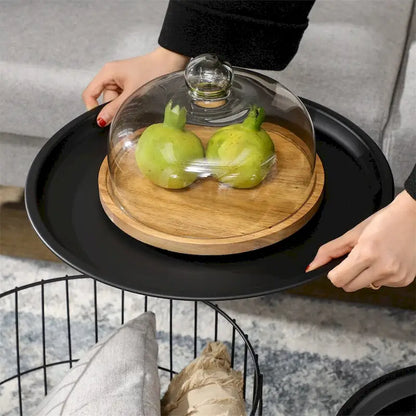 Tables basses gigognes avec structure en acier et plateau amovible (lot de 2)