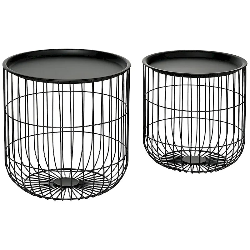 Tables basses gigognes avec structure en acier et plateau amovible (lot de 2)