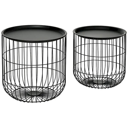 Tables basses gigognes avec structure en acier et plateau amovible (lot de 2)