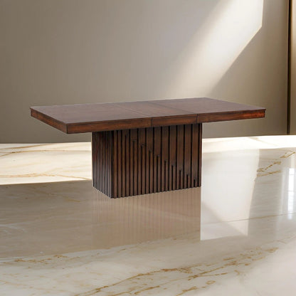 Table de salle à manger Ryn, plateau rectangulaire amovible et extensible de 152 à 198 cm, marron