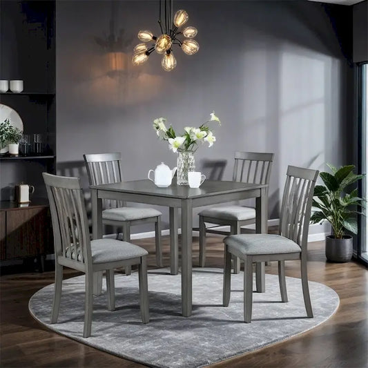 Ensemble table et chaises de salle à manger rectangulaires en bois pour 4 personnes, table de cuisine