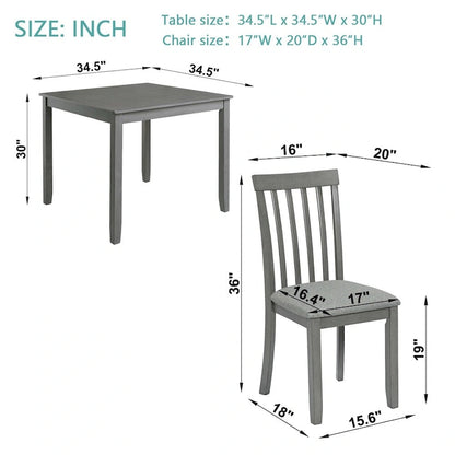 Ensemble table et chaises de salle à manger rectangulaires en bois pour 4 personnes, table de cuisine