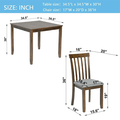 Ensemble table et chaises de salle à manger rectangulaires en bois pour 4 personnes, table de cuisine