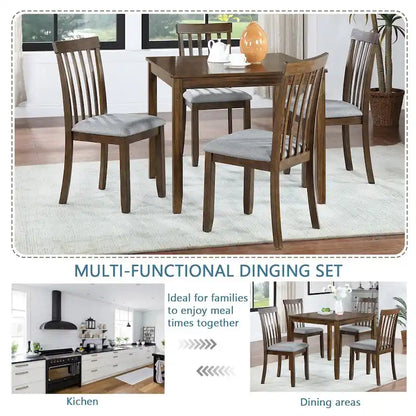 Ensemble table et chaises de salle à manger rectangulaires en bois pour 4 personnes, table de cuisine