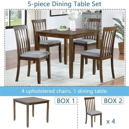 Ensemble table et chaises de salle à manger rectangulaires en bois pour 4 personnes, table de cuisine