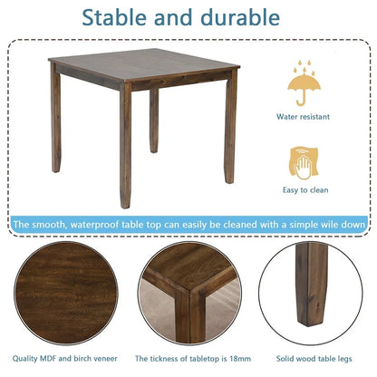 Ensemble table et chaises de salle à manger rectangulaires en bois pour 4 personnes, table de cuisine