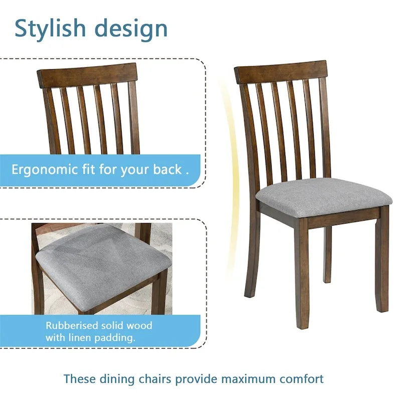 Ensemble table et chaises de salle à manger rectangulaires en bois pour 4 personnes, table de cuisine