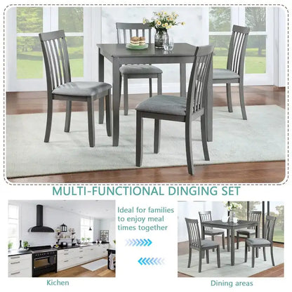 Ensemble table et chaises de salle à manger rectangulaires en bois pour 4 personnes, table de cuisine