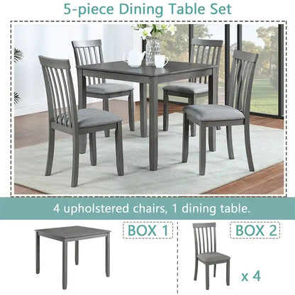 Ensemble table et chaises de salle à manger rectangulaires en bois pour 4 personnes, table de cuisine