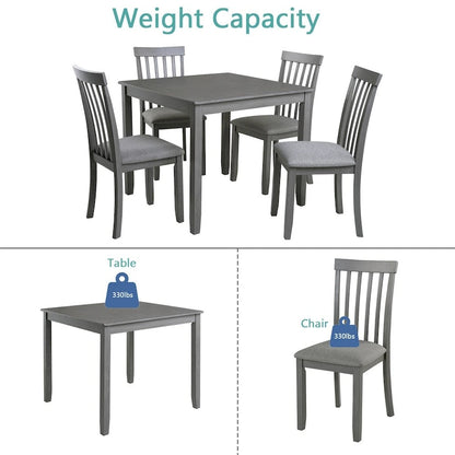 Ensemble table et chaises de salle à manger rectangulaires en bois pour 4 personnes, table de cuisine