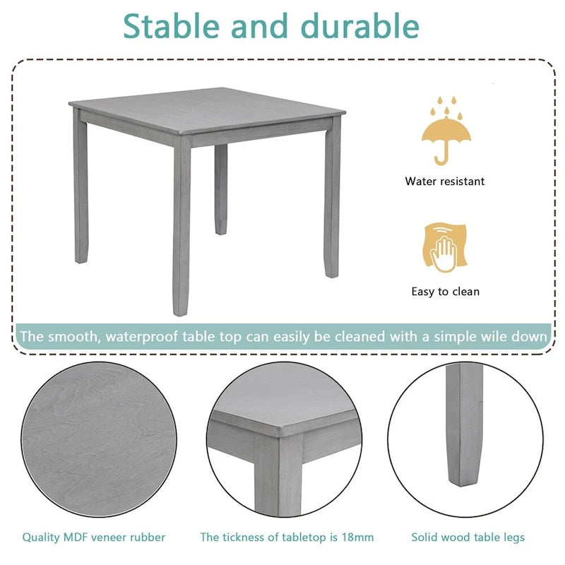 Ensemble table et chaises de salle à manger rectangulaires en bois pour 4 personnes, table de cuisine