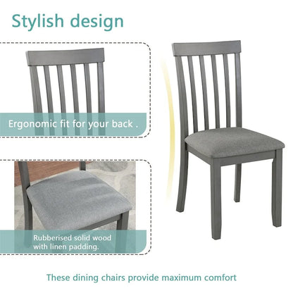 Ensemble table et chaises de salle à manger rectangulaires en bois pour 4 personnes, table de cuisine