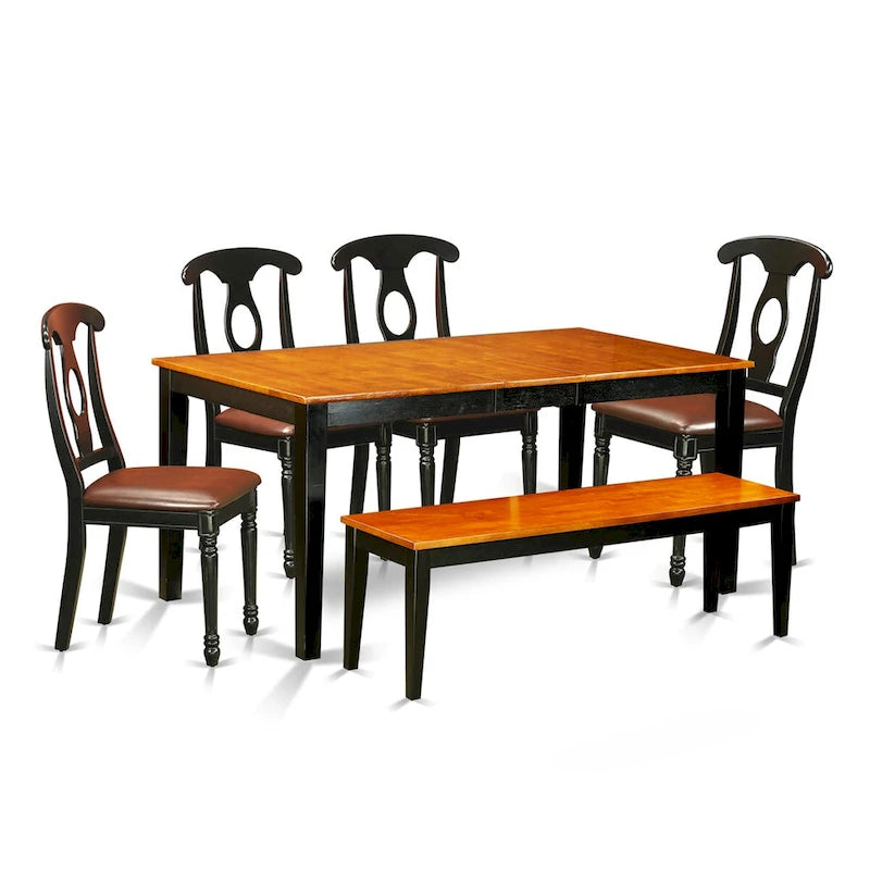 L'ensemble de salle à manger East West Furniture comprend une table rectangulaire, des chaises et un banc (différentes options de type d'assise).