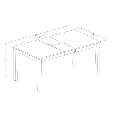 L'ensemble de salle à manger East West Furniture comprend une table rectangulaire, des chaises et un banc (différentes options de type d'assise).