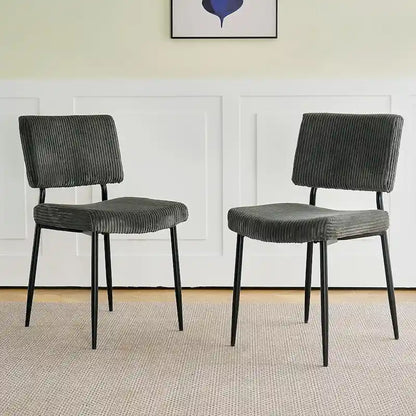 Chaise de salle à manger moderne et simple en velours, chaises rembourrées en tissu, tabouret de chambre, chaise de coiffeuse avec pieds en métal noir (lot de 2)