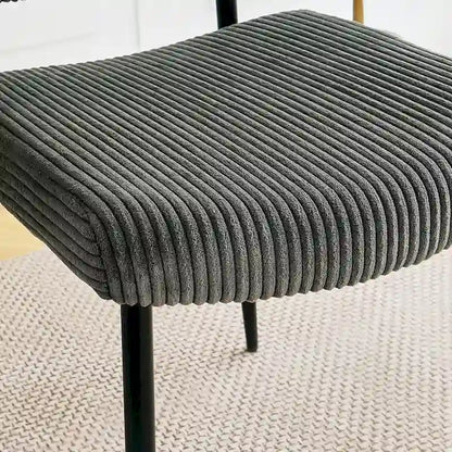Chaise de salle à manger moderne et simple en velours, chaises rembourrées en tissu, tabouret de chambre, chaise de coiffeuse avec pieds en métal noir (lot de 2)