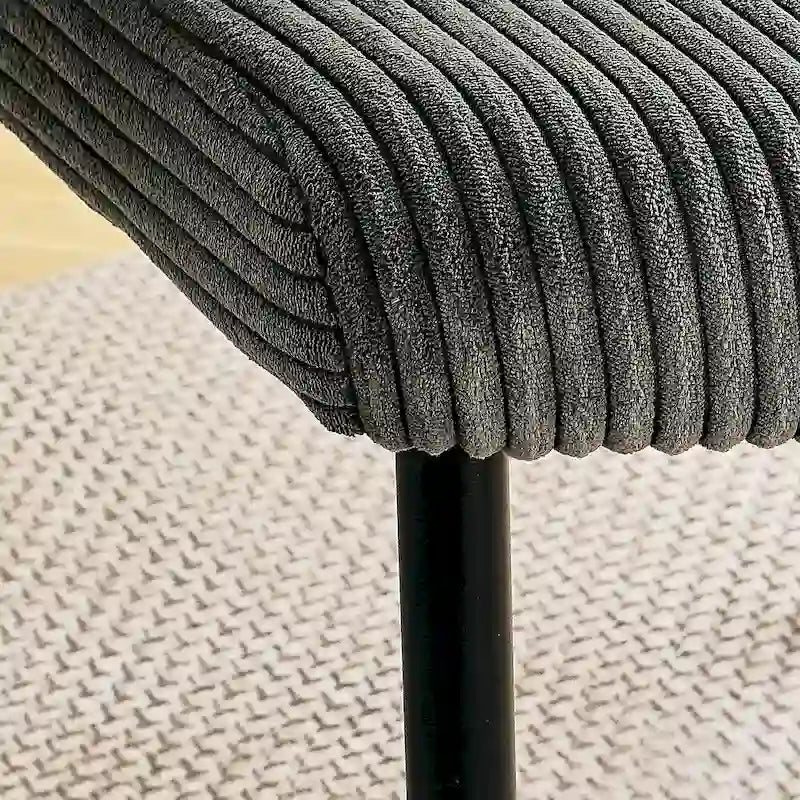 Chaise de salle à manger moderne et simple en velours, chaises rembourrées en tissu, tabouret de chambre, chaise de coiffeuse avec pieds en métal noir (lot de 2)