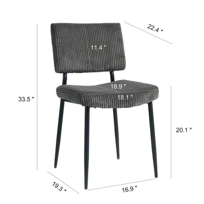 Chaise de salle à manger moderne et simple en velours, chaises rembourrées en tissu, tabouret de chambre, chaise de coiffeuse avec pieds en métal noir (lot de 2)
