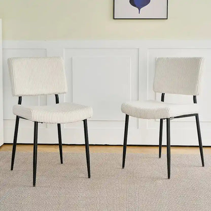 Chaise de salle à manger moderne et simple en velours, chaises rembourrées en tissu, tabouret de chambre, chaise de coiffeuse avec pieds en métal noir (lot de 2)