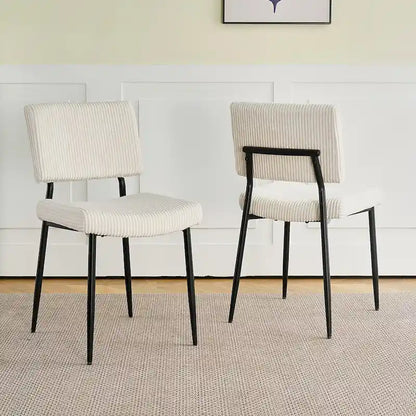 Chaise de salle à manger moderne et simple en velours, chaises rembourrées en tissu, tabouret de chambre, chaise de coiffeuse avec pieds en métal noir (lot de 2)