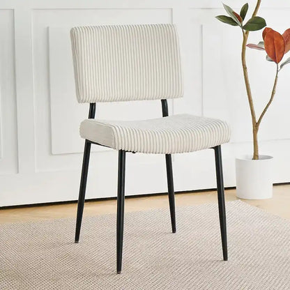 Chaise de salle à manger moderne et simple en velours, chaises rembourrées en tissu, tabouret de chambre, chaise de coiffeuse avec pieds en métal noir (lot de 2)