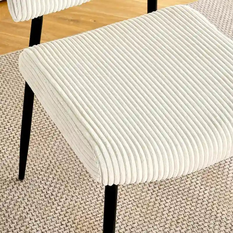 Chaise de salle à manger moderne et simple en velours, chaises rembourrées en tissu, tabouret de chambre, chaise de coiffeuse avec pieds en métal noir (lot de 2)