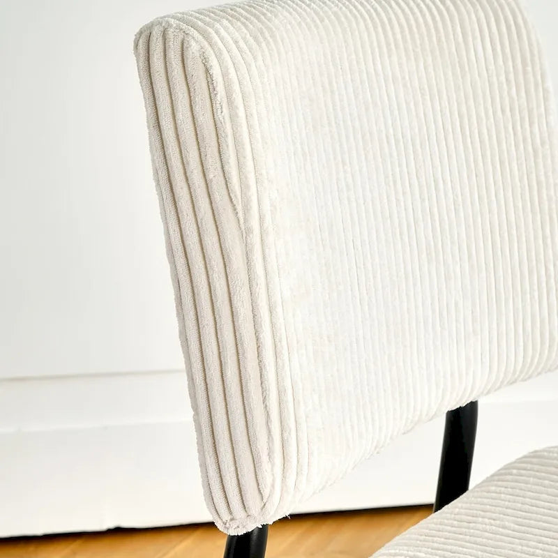 Chaise de salle à manger moderne et simple en velours, chaises rembourrées en tissu, tabouret de chambre, chaise de coiffeuse avec pieds en métal noir (lot de 2)
