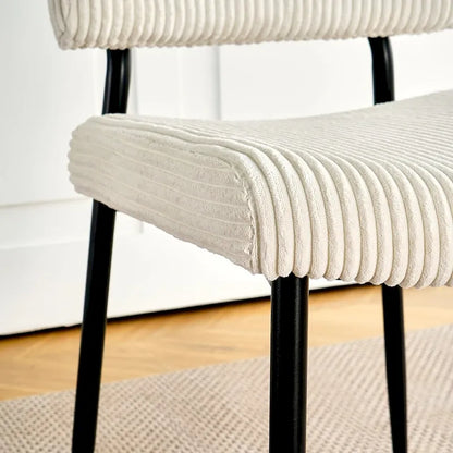 Chaise de salle à manger moderne et simple en velours, chaises rembourrées en tissu, tabouret de chambre, chaise de coiffeuse avec pieds en métal noir (lot de 2)