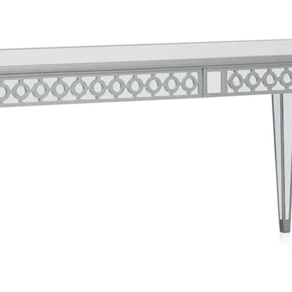 Table de salle à manger Ada 72-90 pouces, plateau rectangulaire extensible, miroir, argent