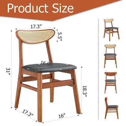 Cette chaise de salle à manger élégante et résistante en bois massif, avec son petit dossier incurvé, son coussin en PU et sa belle forme, s'intègre à tous les styles de décoration.