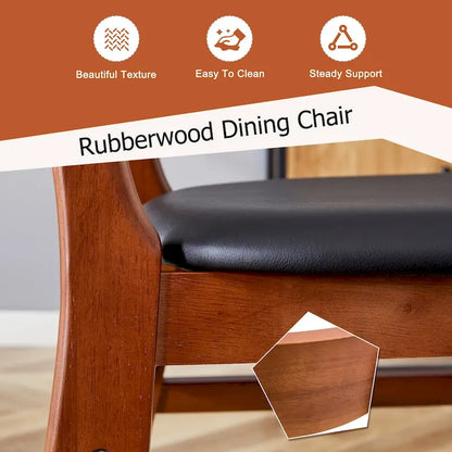 Cette chaise de salle à manger élégante et résistante en bois massif, avec son petit dossier incurvé, son coussin en PU et sa belle forme, s'intègre à tous les styles de décoration.