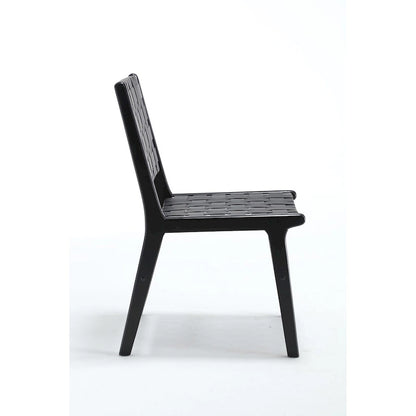 Chaise de salle à manger en cuir tressé, pieds en bois massif, convenant à la salle à manger et au salon.