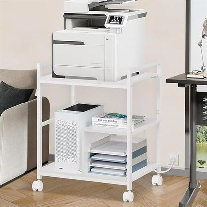 Support d'imprimante avec station de charge et ports USB, grand modèle à 3 niveaux - 61 cm (P) x 47,3 cm (L) x 78,8 cm (H)