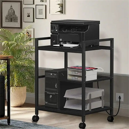 Support d'imprimante avec station de charge et ports USB, grand modèle à 3 niveaux - 61 cm (P) x 47,3 cm (L) x 78,8 cm (H)