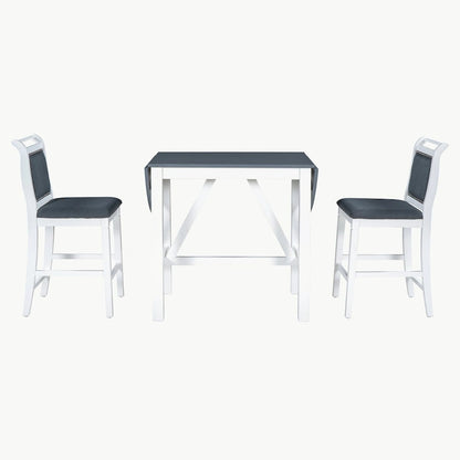 Ensemble de table à manger 3 pièces en bois, hauteur comptoir, à abattants