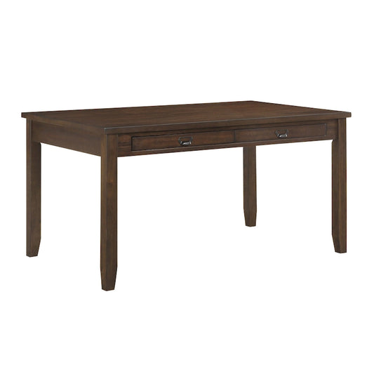 Table de salle à manger Humpty de 152 cm (60 pouces), plateau rectangulaire, 2 tiroirs, bois brun cerisier